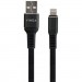 Дата кабель USB 2.0 AM to Lightning 1.0m flat nylon black Vinga (VCPDCLFNB1BK)