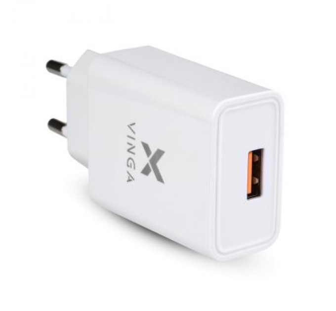 Vinga Зарядний пристрій Vinga QC3.0 Quick Wall Charger 1xUSB 18W Max (VWCQAW)