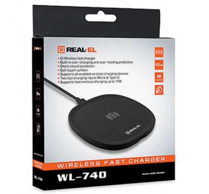 REAL-EL Зарядний пристрій REAL-EL WL-740 black (EL123160019)