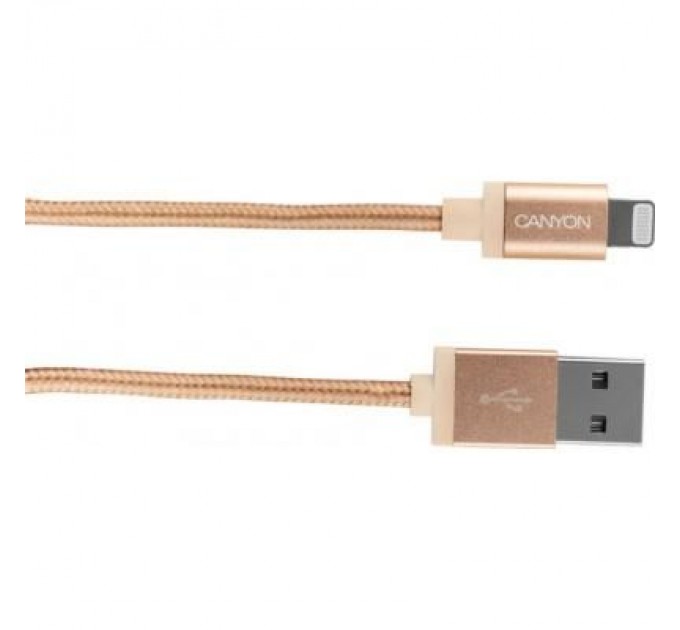 Canyon Дата кабель USB 2.0 AM to Lightning 1.0m MFI Golden Canyon (CNS-MFIC3GO)