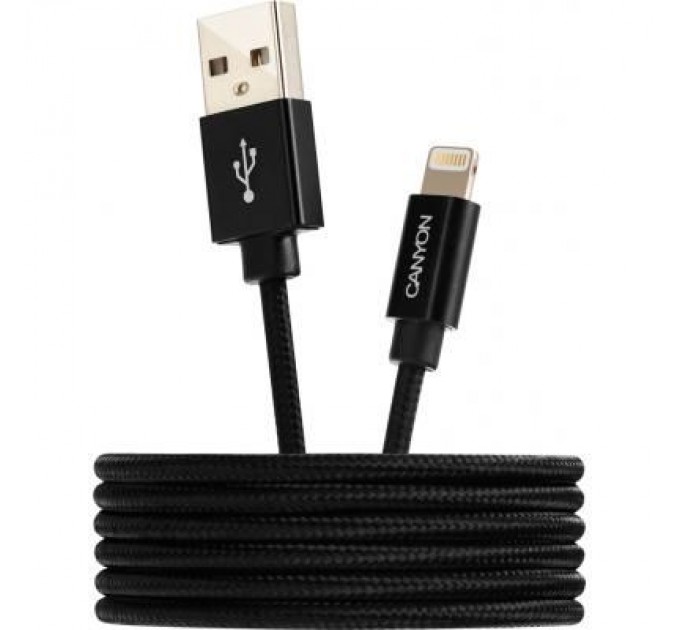 Canyon Дата кабель USB 2.0 AM to Lightning 1.0m MFI Black Canyon (CNS-MFIC3B)