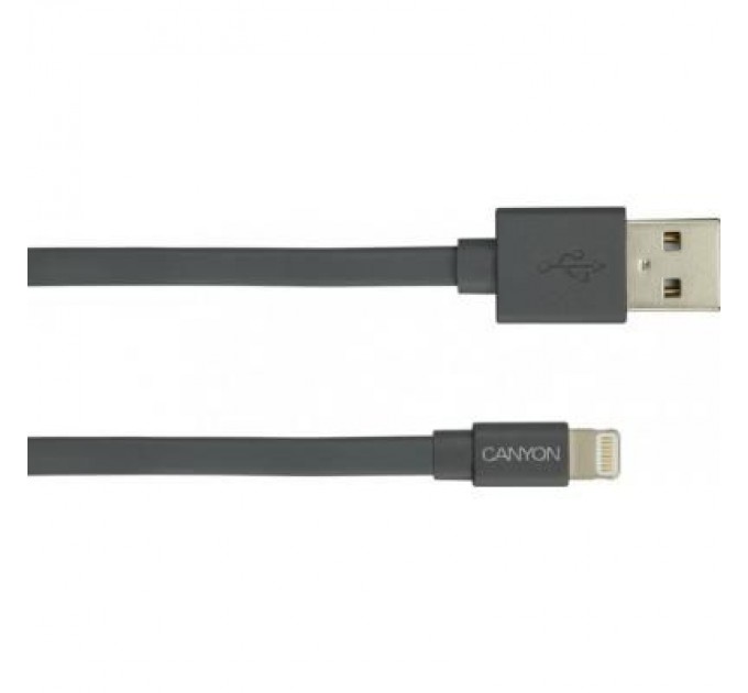 Canyon Дата кабель USB 2.0 AM to Lightning 1.0m MFI flat Dark gray Canyon (CNS-MFIC2DG)
