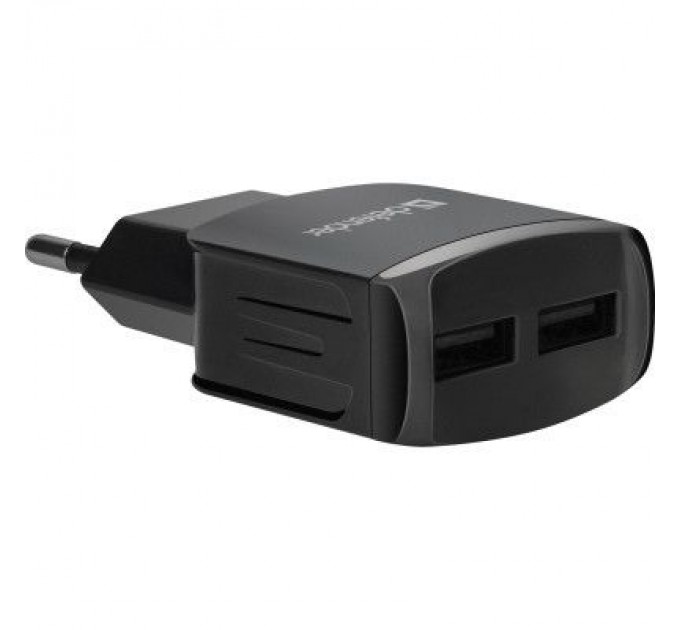 Defender Зарядний пристрій Defender EPA-13 black, 2xUSB, 5V/2.1A, package (83840)