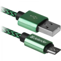 Defender Дата кабель USB 2.0 AM to Micro 5P 1.0m USB08-03T green Defender (87804)