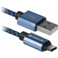 Дата кабель USB 2.0 AM to Type-C 1.0m USB09-03T PRO blue Defender (87817)