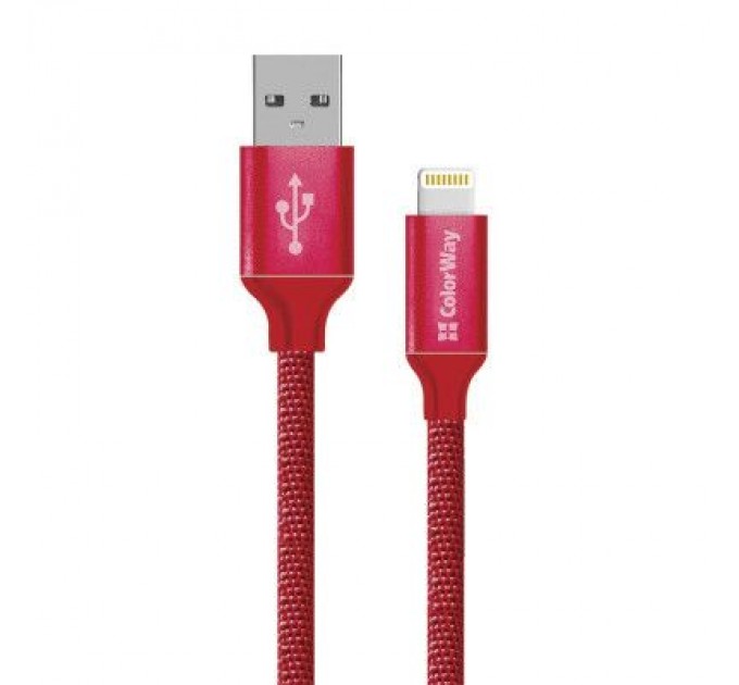 Дата кабель USB 2.0 AM to Lightning 2.0m red ColorWay (CW-CBUL007-RD)