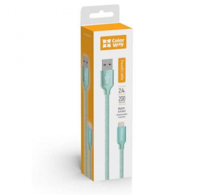 ColorWay Дата кабель USB 2.0 AM to Lightning 2.0m mint ColorWay (CW-CBUL007-MT)