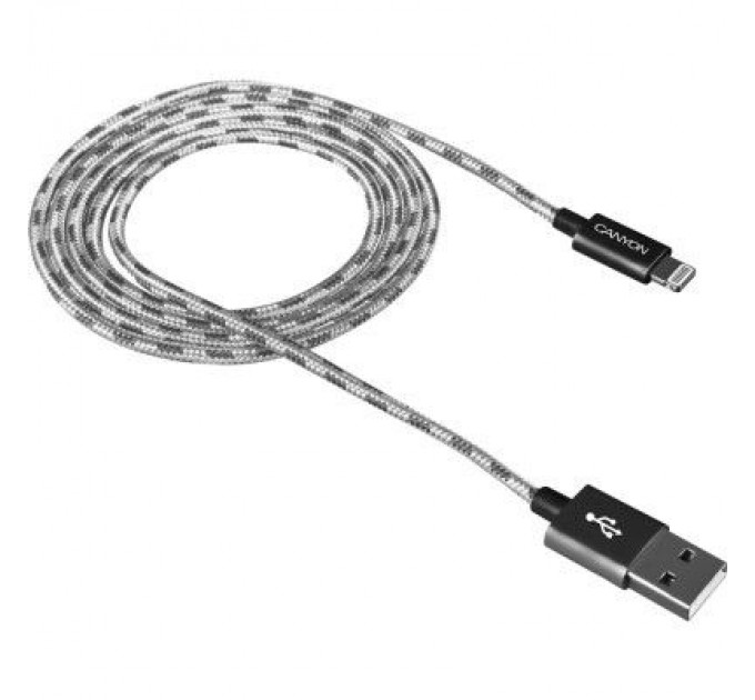 Canyon Дата кабель USB 2.0 AM to Lightning 1.0m Dark gray Canyon (CNE-CFI3DG)