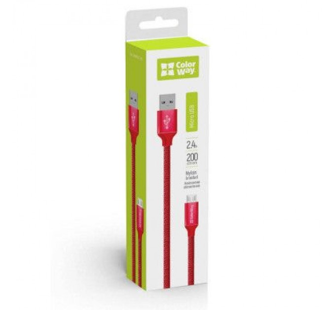 ColorWay Дата кабель USB 2.0 AM to Micro 5P 2.0m red ColorWay (CW-CBUM009-RD)