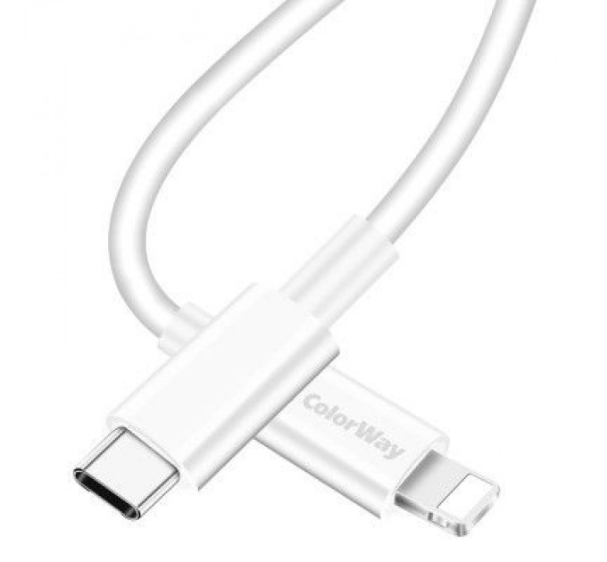 Дата кабель USB-C to Lightning 1.0m 3A white ColorWay (CW-CBPDCL032-WH)