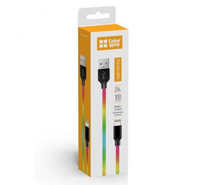 ColorWay Дата кабель USB 2.0 AM to Lightning 1.0m multicolor ColorWay (CW-CBUL016-MC)