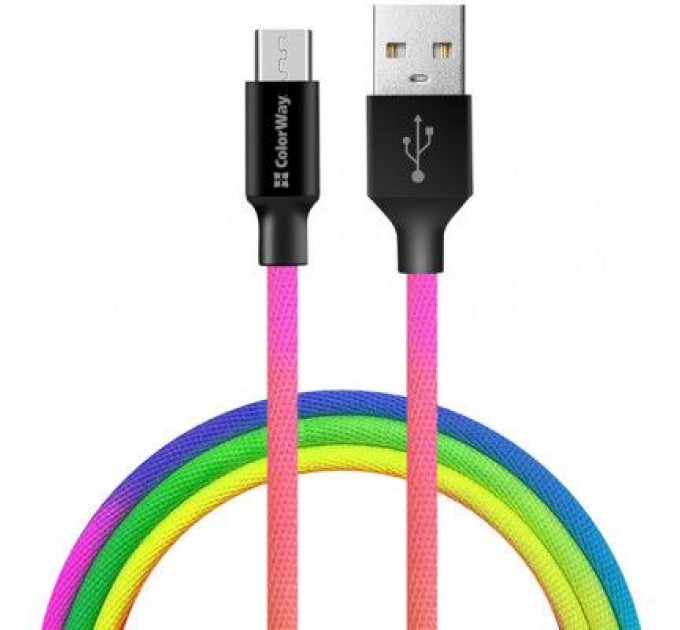ColorWay Дата кабель USB 2.0 AM to Micro 5P 1.0m multicolor ColorWay (CW-CBUM017-MC)
