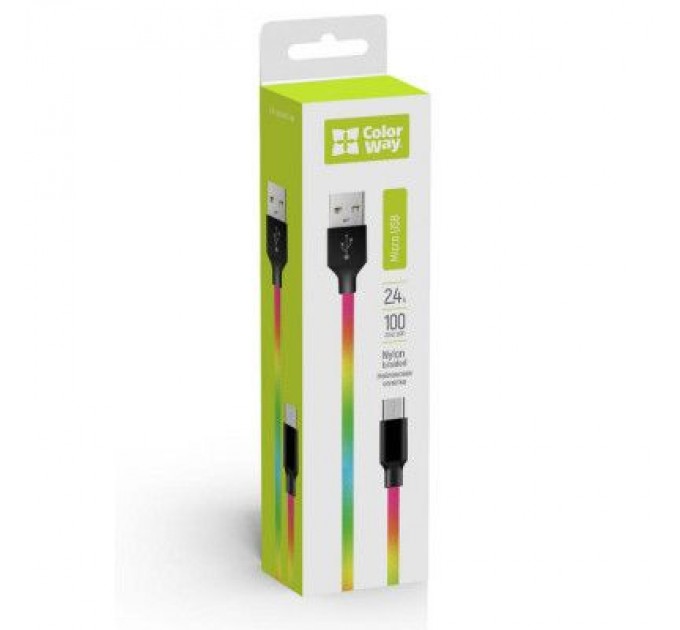 ColorWay Дата кабель USB 2.0 AM to Micro 5P 1.0m multicolor ColorWay (CW-CBUM017-MC)