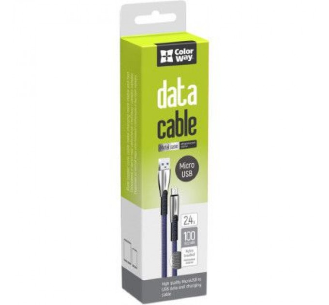 ColorWay Дата кабель USB 2.0 AM to Micro 5P 1.0m zinc alloy blue ColorWay (CW-CBUM011-BL)