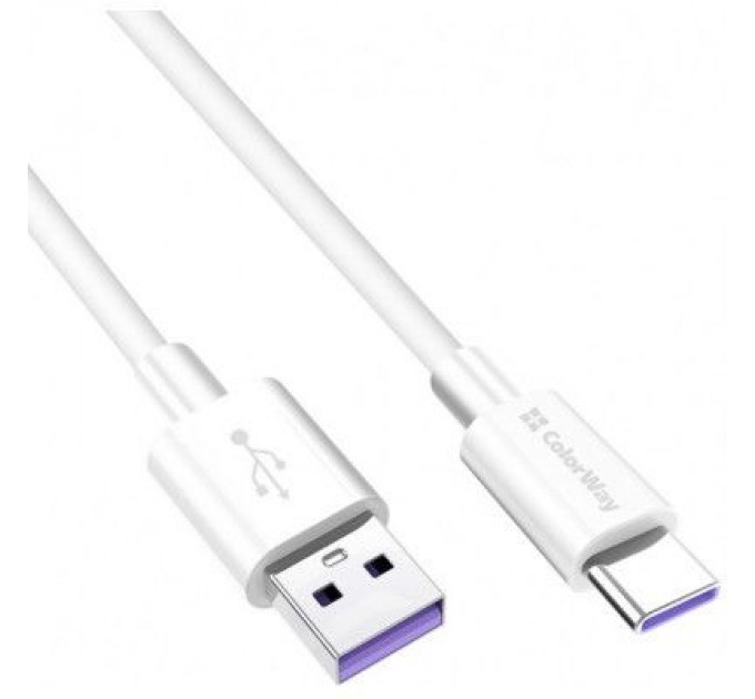 ColorWay Дата кабель USB 2.0 AM to Type-C 1.0m 5A white ColorWay (CW-CBUC019-WH)