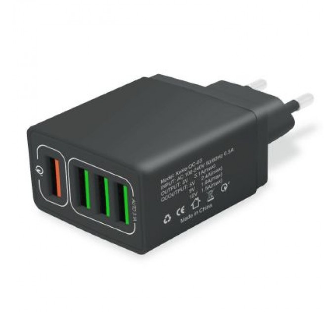 XoKo Зарядний пристрій XoKo QC-405 4 USB 6.2A Black (QC-405-BK)