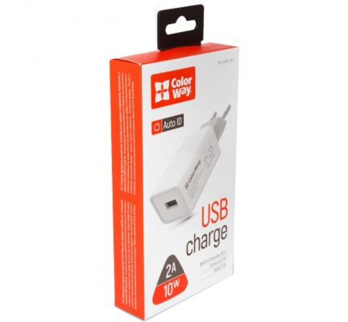 ColorWay Зарядний пристрій ColorWay 1USB AUTO ID 2A (10W) (CW-CHS012-WT)