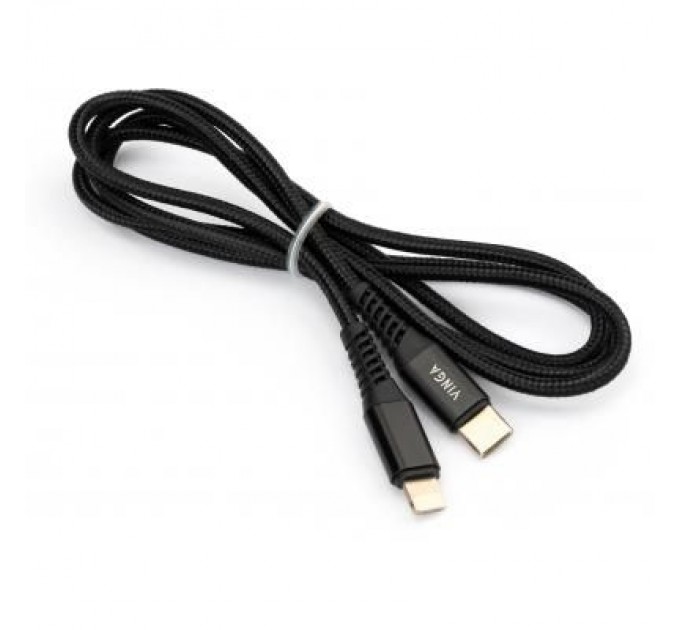 Vinga Дата кабель USB-C to Lightning 1.0m 3A 18W nylon braided black Vinga (VCPTCL3ANBK)