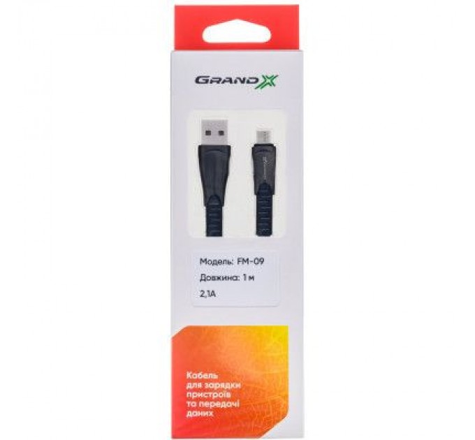 Grand-X Дата кабель USB 2.0 AM to Micro 5P 1.0m black Grand-X (FM09)