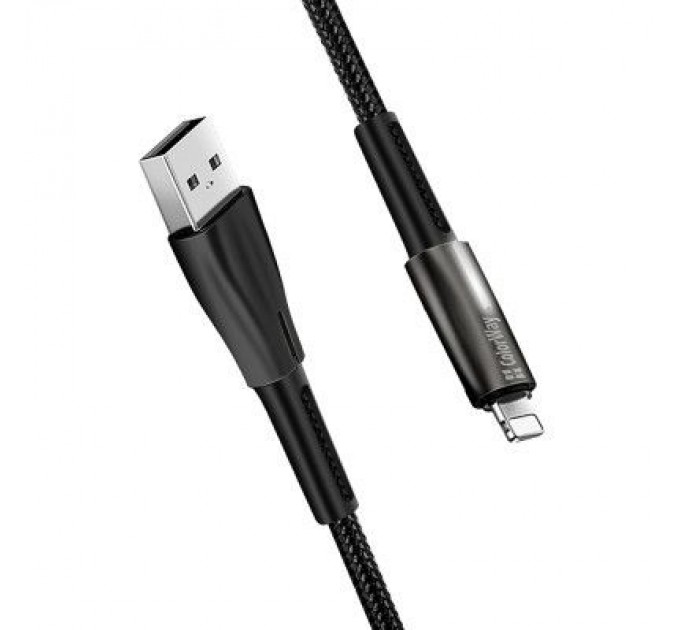 Дата кабель USB 2.0 AM to Lightning 1.0m zinc alloy + led black ColorWay (CW-CBUL035-BK)