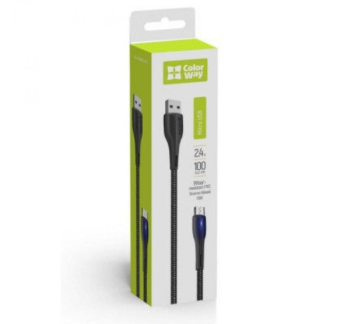 ColorWay Дата кабель USB 2.0 AM to Micro 5P 1.0m led black ColorWay (CW-CBUM034-BK)