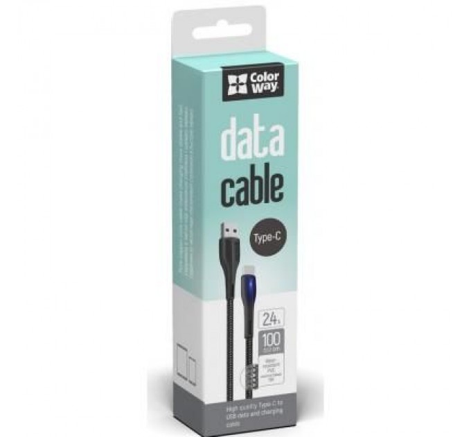 ColorWay Дата кабель USB 2.0 AM to Type-C 1.0m led black ColorWay (CW-CBUC034-BK)
