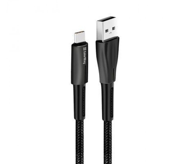 ColorWay Дата кабель USB 2.0 AM to Type-C 1.0m zinc alloy + led black ColorWay (CW-CBUC035-BK)