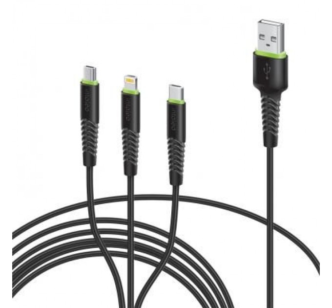 Intaleo Дата кабель USB 2.0 AM to Lightning + Micro 5P + Type-C 1.4m CBFLEXU1 bl Intaleo (1283126487521)