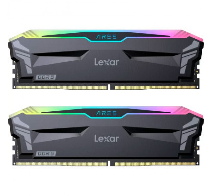Lexar Модуль пам'яті для комп'ютера DDR5 32GB (2x16GB) 6000 MHz Ares RGB Black Lexar (LD5BU016G-R6000GDLA)