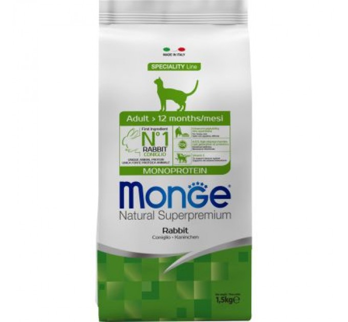 Monge Сухий корм для кішок Monge Cat Adult з кроликом 1.5 кг (8009470011945)