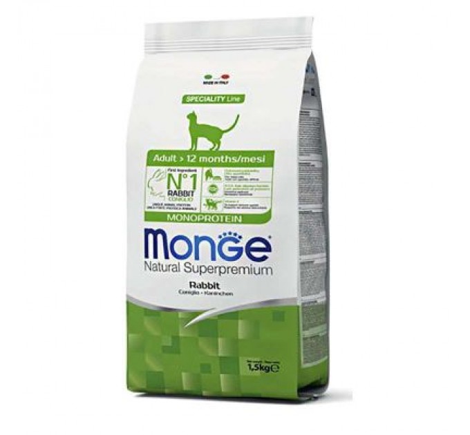 Monge Сухий корм для кішок Monge Cat Adult з кроликом 1.5 кг (8009470011945)