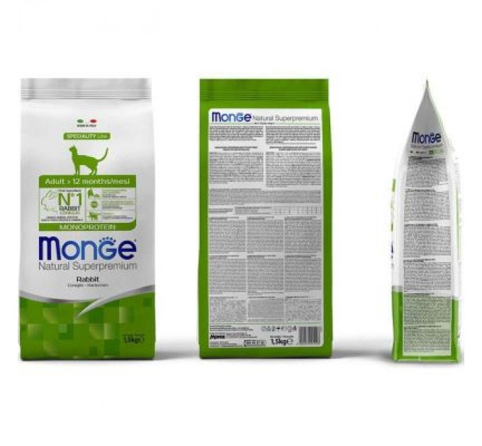 Monge Сухий корм для кішок Monge Cat Adult з кроликом 1.5 кг (8009470011945)