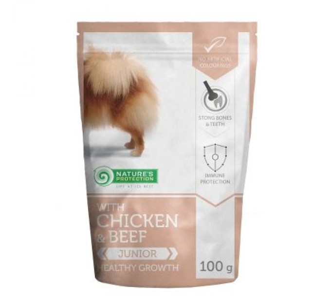 Вологий корм для собак Nature's Protection Healthy Growth для цуценят малих порід з куркою і яловичиною 100 г (KIK45279)