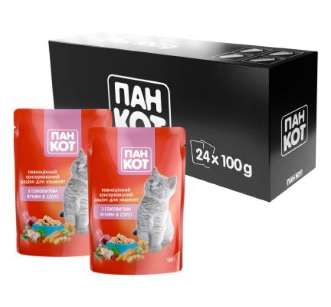 Пан Кот Вологий корм для кішок Пан Кот ягня в соусі 100 г (4820111141050)