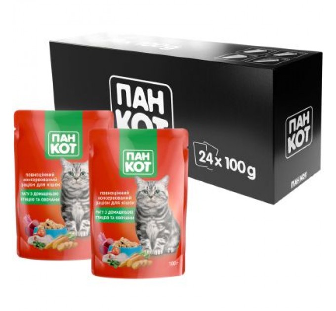 Пан Кот Вологий корм для кішок Пан Кот домашня птиця 100 г (4820111141012)