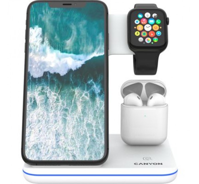 Canyon Зарядний пристрій Canyon 3in1 Wireless charger (CNS-WCS302W)