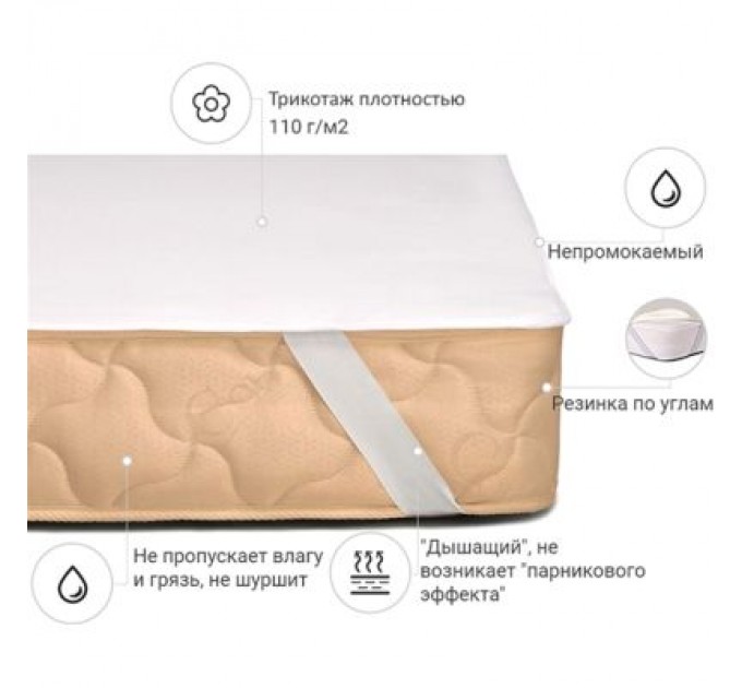 Наматрацник MirSon Light №214 трикотажний AQUA-stop водонепроникний на гумці по кутках 150х200 см (2200000691484)