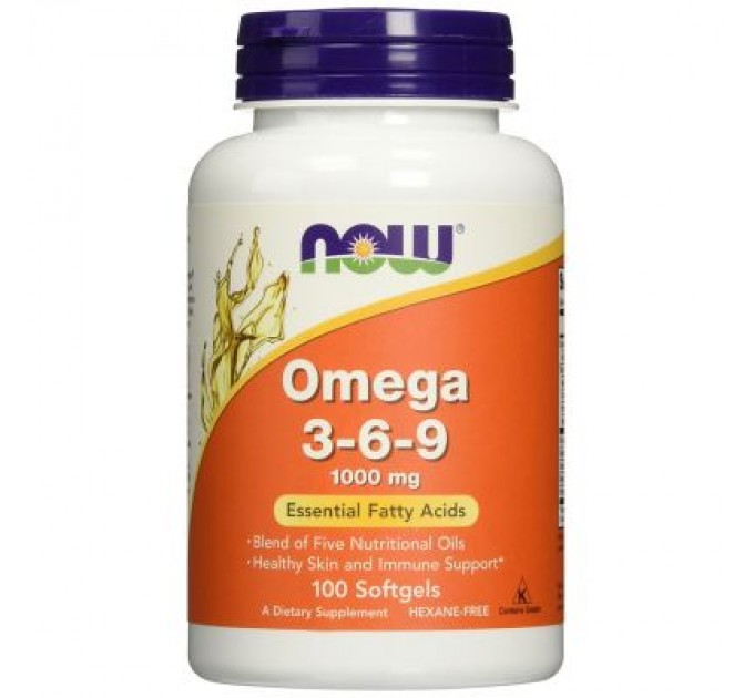 Now Foods Жирні кислоти Now Foods Омега 3-6-9 1000мг, 100 желатинових капсул (NF1835)