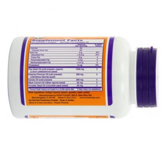 Now Foods Жирні кислоти Now Foods Омега 3-6-9 1000мг, 100 желатинових капсул (NF1835)