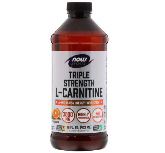 Now Foods Амінокислота Now Foods L-Карнітин, 3000 мг, Рідкий з цитрусовим смаком, L-Carnitine (NOW-00064)