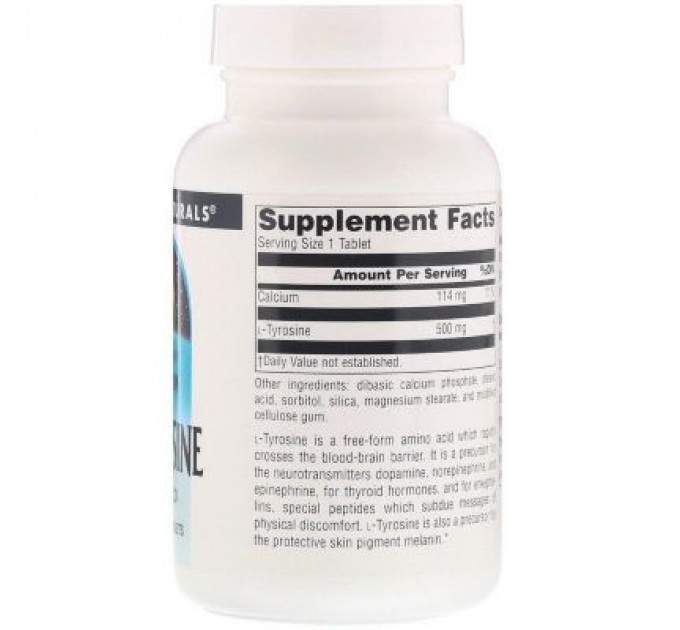 Source Naturals Амінокислота Source Naturals L-Тирозин 500 мг, L-Tyrosine, 100 таблеток (SNS-00190)