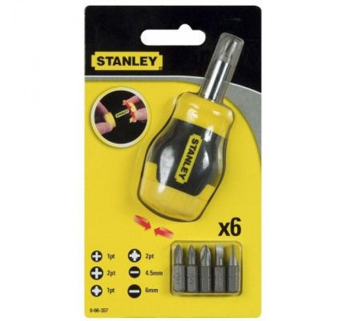 Stanley Набір викруток Stanley Multibit Stubby з 6 змінними бітами (0-66-357)