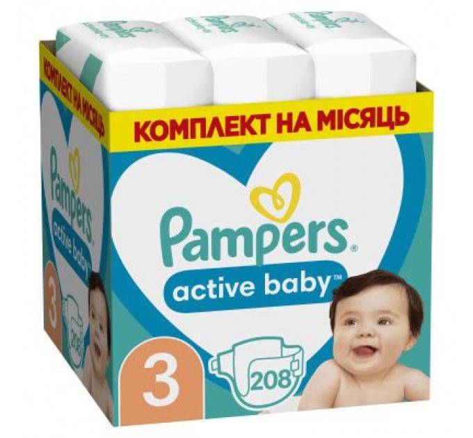 Pampers Підгузки Pampers Active Baby Midi Розмір 3 (6-10 кг) 208 шт (8001090910745)