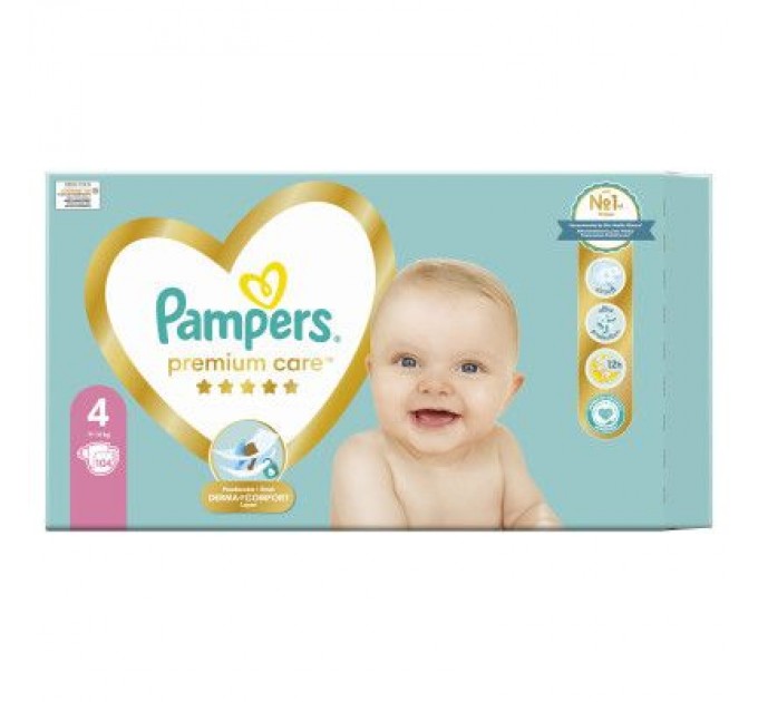 Pampers Підгузки Pampers Premium Care Maxi Розмір 4 (9-14 кг) 104 (4015400465447)
