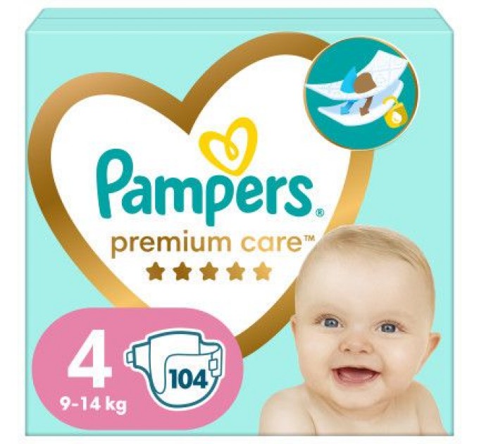 Pampers Підгузки Pampers Premium Care Maxi Розмір 4 (9-14 кг) 104 (4015400465447)