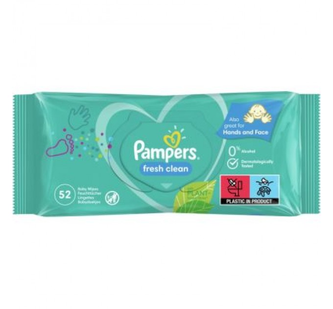 Pampers Дитячі вологі серветки Pampers Fresh Clean 52 шт (8001841041360)