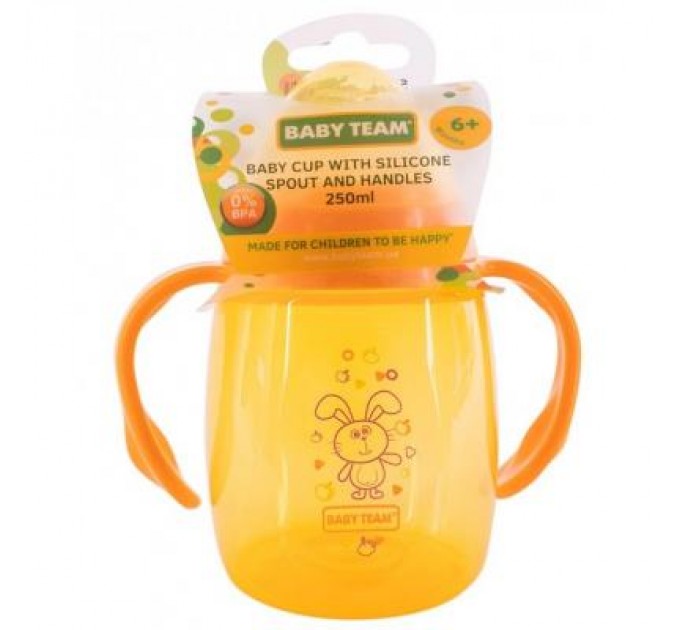 Baby Team Поїльник-непроливайка Baby Team з силіконовим спаутом і ручками 250 мл (5004)