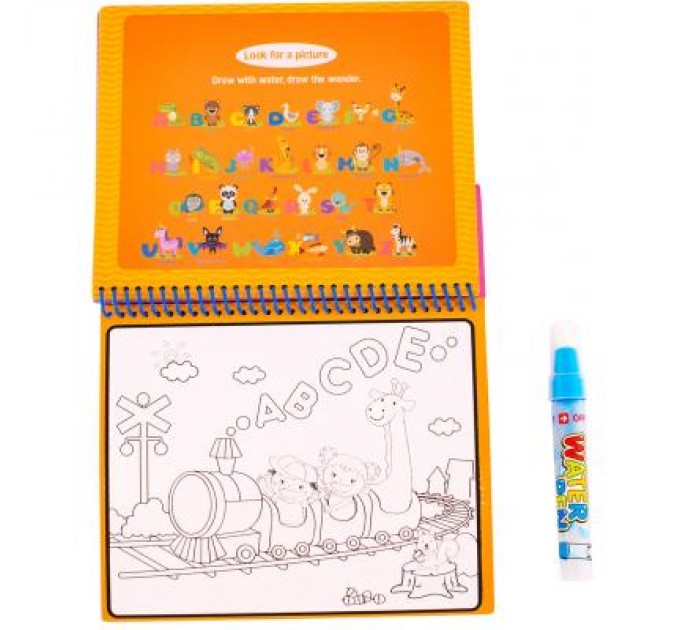 Baby Team Розвиваюча іграшка Baby Team Книжечка-розмальовка водна Паровозик (9030_паровозик_с_буквами)