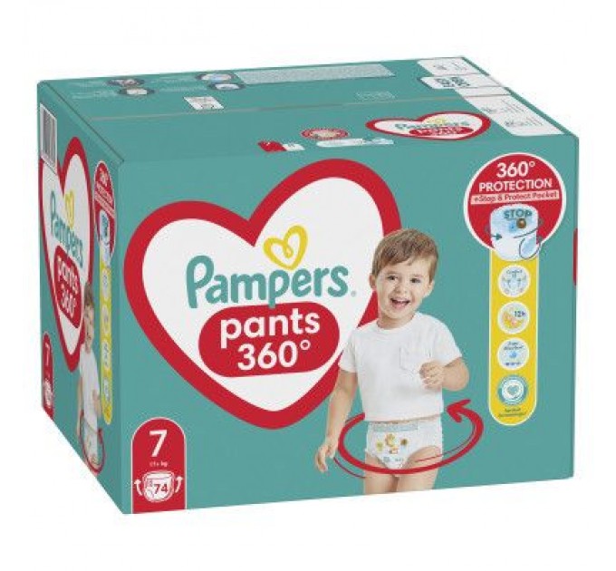 Підгузки Pampers трусики Pants Giant Розмір 7 (17+ кг) 74 шт. (8006540069622)