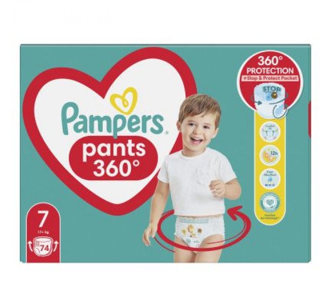 Підгузки Pampers трусики Pants Giant Розмір 7 (17+ кг) 74 шт. (8006540069622)